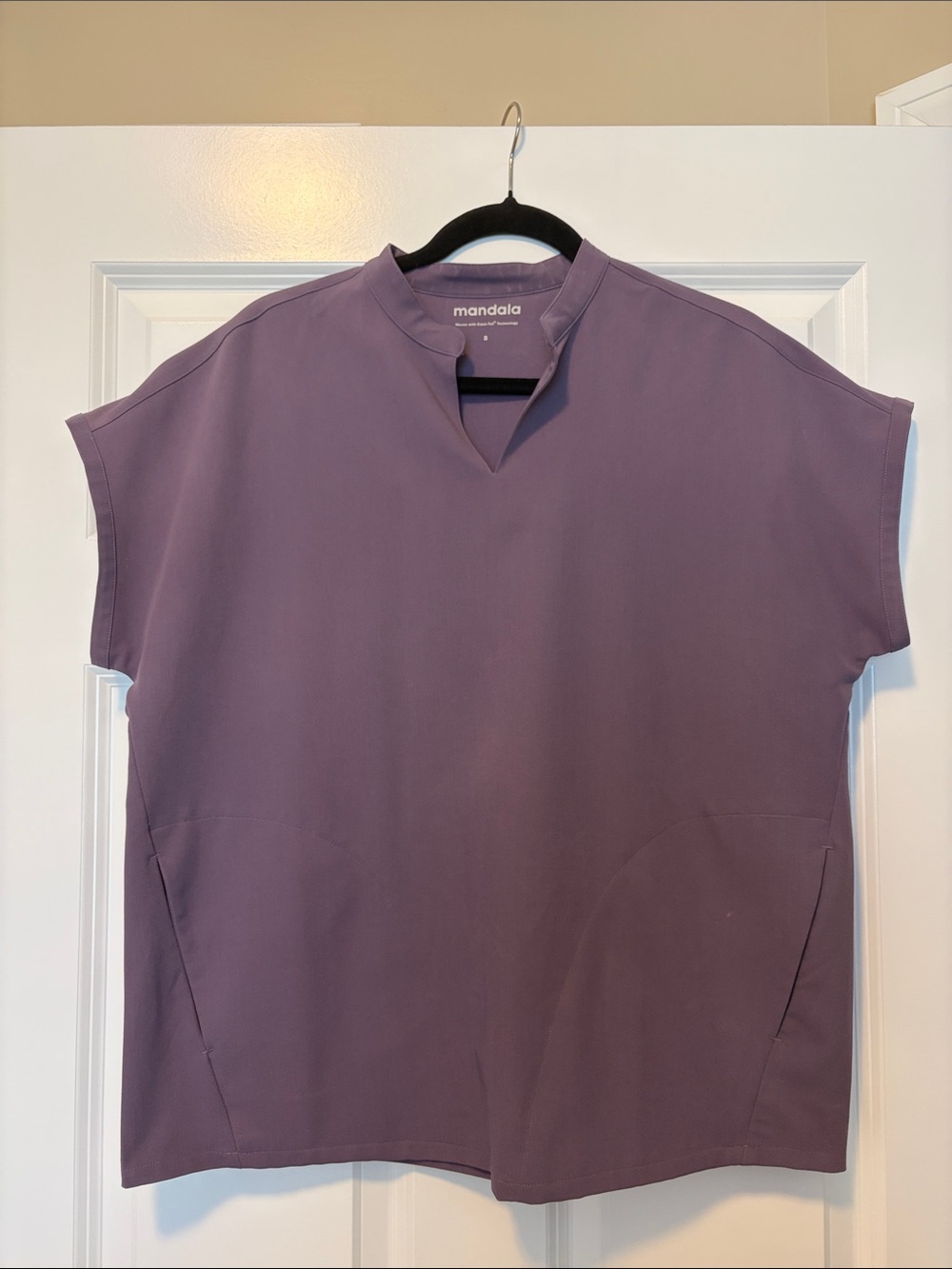 Mandala Woman’s Dolman Short-Sleeve Pullover Scrub top - Purple
